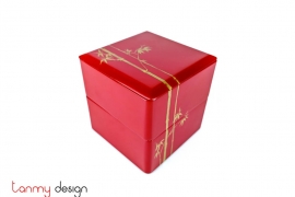 2 tier square lacquer box hand-painted with gold emulsion bamboo 12* H12cm